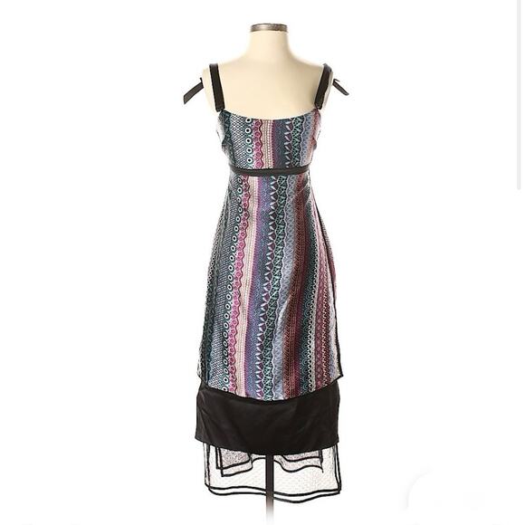 Cinq à Sept Cocktail Party Prom Homecoming Dress 0 Pattern Multi Ribbon Straps - Picture 1 of 5
